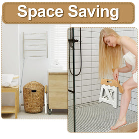 CarryEpic corner-friendly foldable stool fits tight bathrooms without clutter.