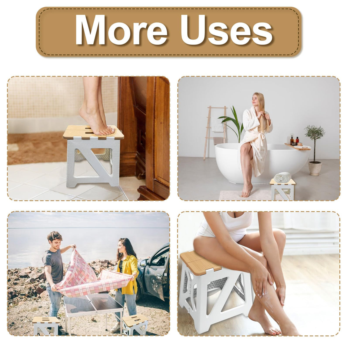 CarryEpic shower stool features ergonomic carrying handle for easy transport.