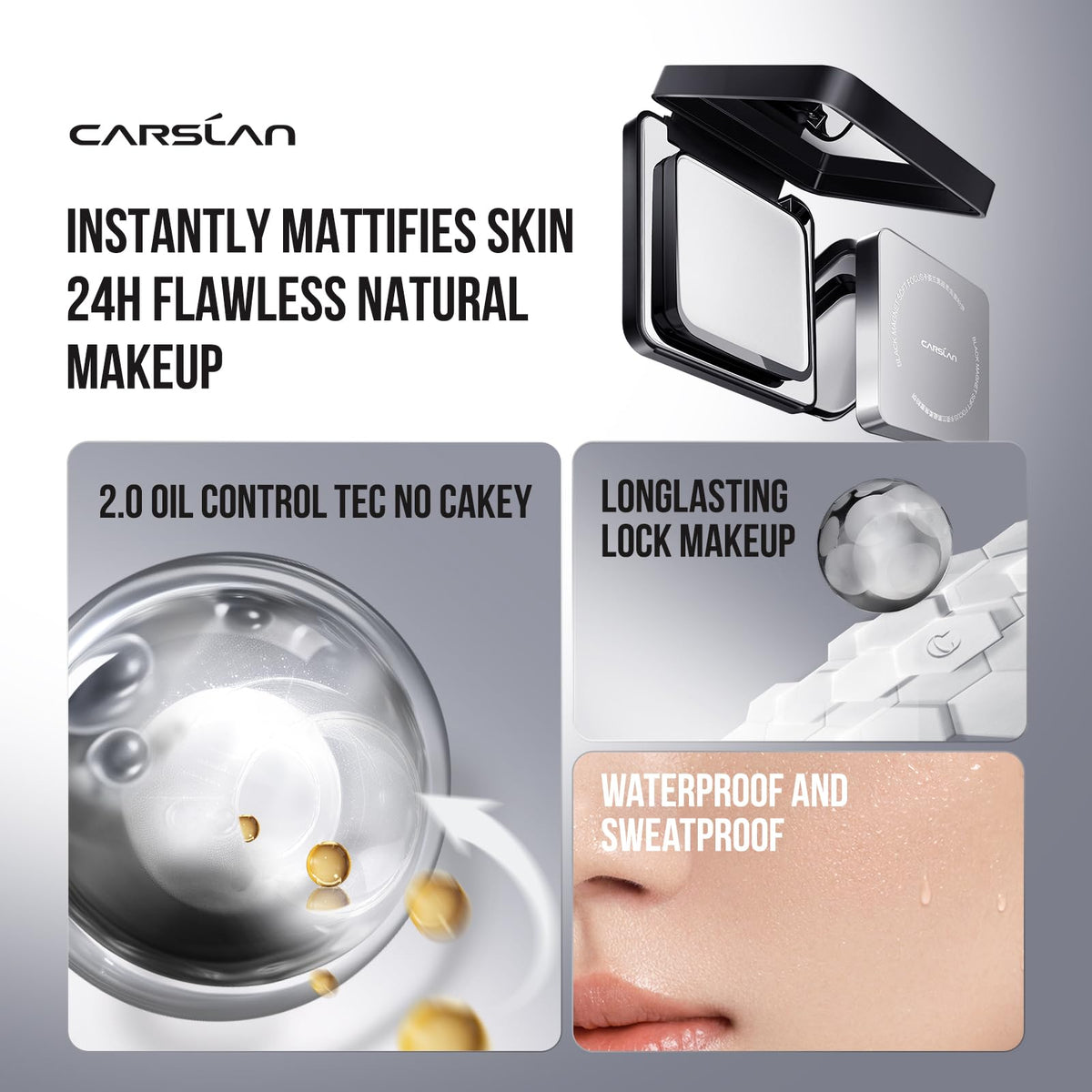 CARSLAN 04 Light Beige shade adapts to skin tone with a translucent finish.