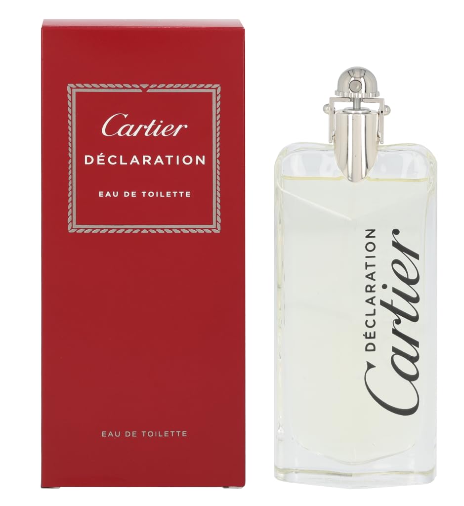 Cartier Declaration for Men bottle, front view, long-lasting scent for day and night wear.