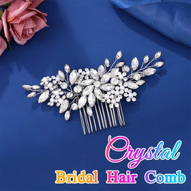 CASDRE hair comb closeup showing rhinestones and pearls catching light