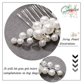 CASDRE pearl hair comb, back view, secures hairstyle with graceful sparkle