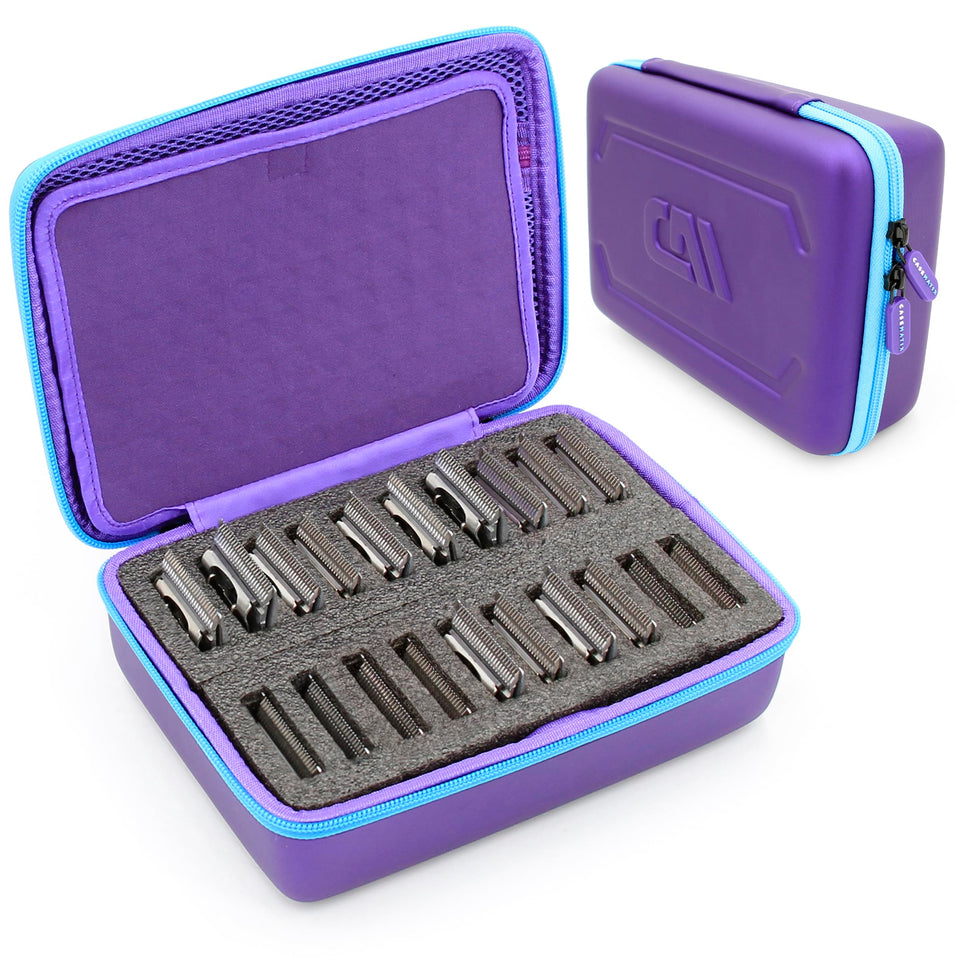 CASEMATIX Clipper blade holder with 20-slot layout for organized blade storage