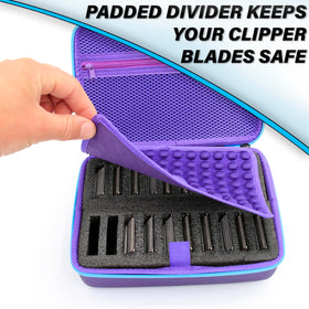 CASEMATIX foam-padded 20-slot insert protecting blades during transport
