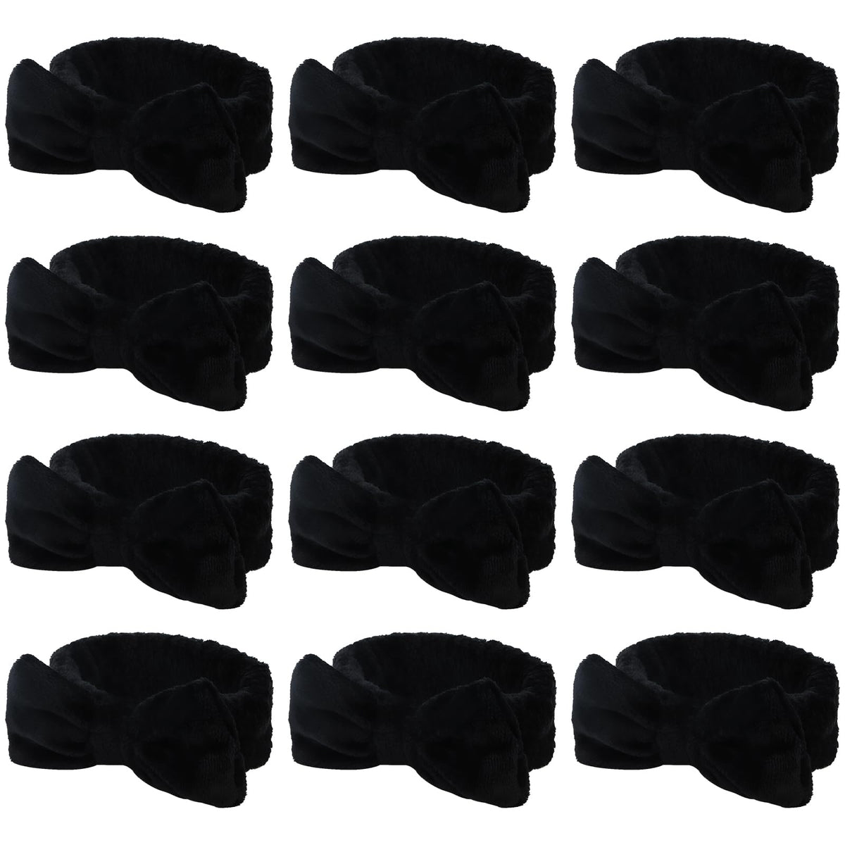Casoty 12 piece black spa headbands keep hair tidy during skincare routines.