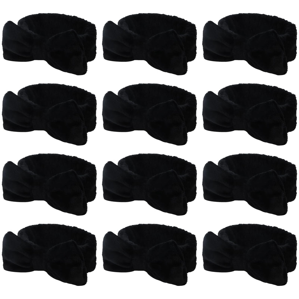 Casoty 12 piece black spa headbands keep hair tidy during skincare routines.