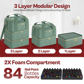 Detachable bottom layer shown for lighter travel and flexible capacity