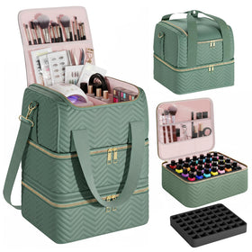 Castal nail polish organizer teal front view showing spacious three-layer design for easy access
