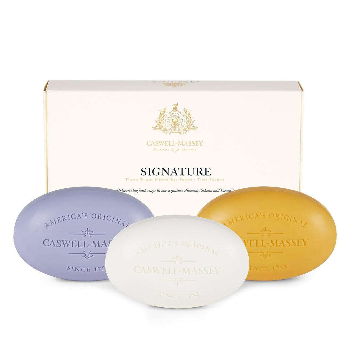 Caswell-Massey Almond soap bar with rich lather for daily moisturizing cleanse.