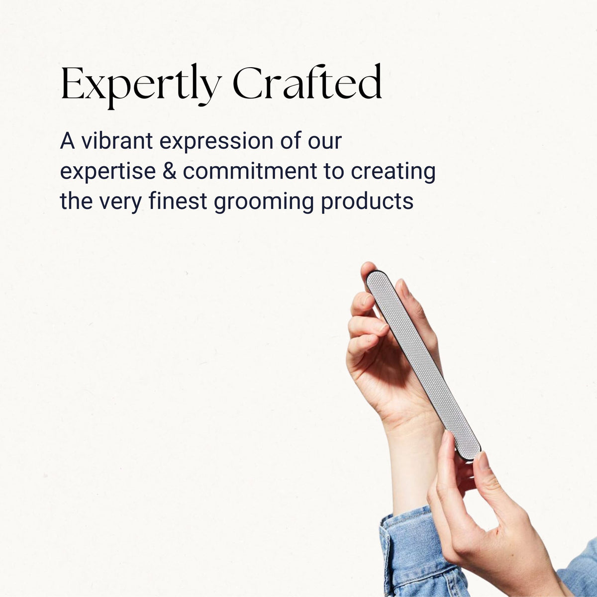 Caswell-Massey Diamond Dust Nail File smoothing action in use
