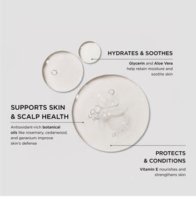 Caswell-Massey Heritage deep cleansing lather cleanses hair and skin.