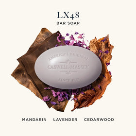 Caswell-Massey LX48 ingredients closeup highlighting plant oils for skin softness.