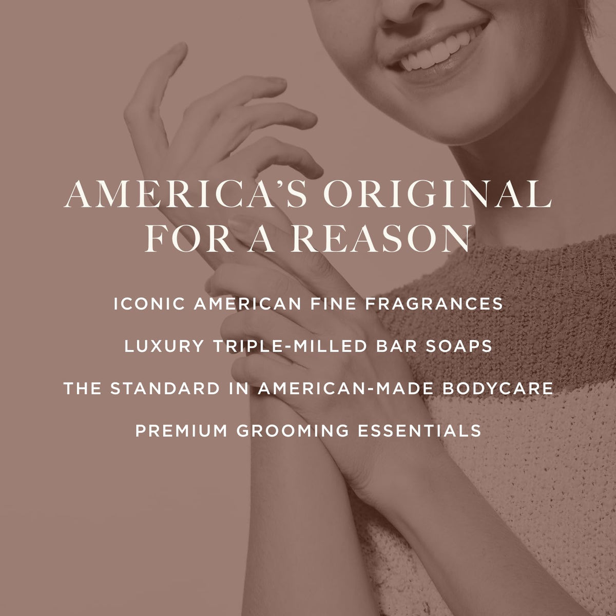 Caswell-Massey Made in USA stamp emphasizes craftsmanship.