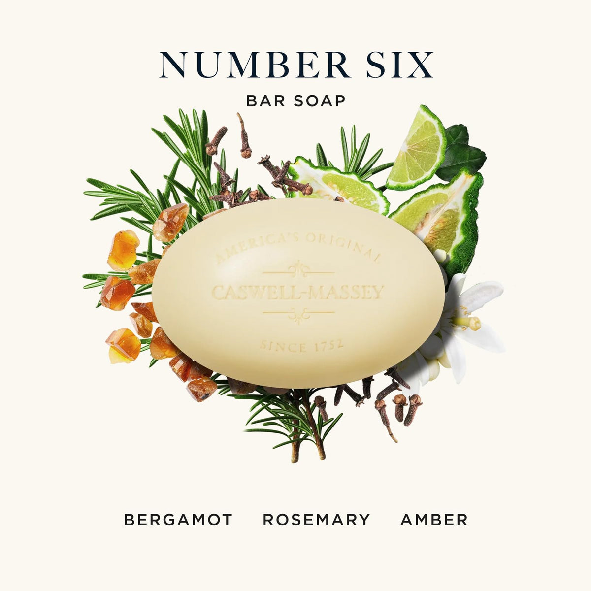Caswell-Massey Number Six triple-milled bar soap with lasting moisture.