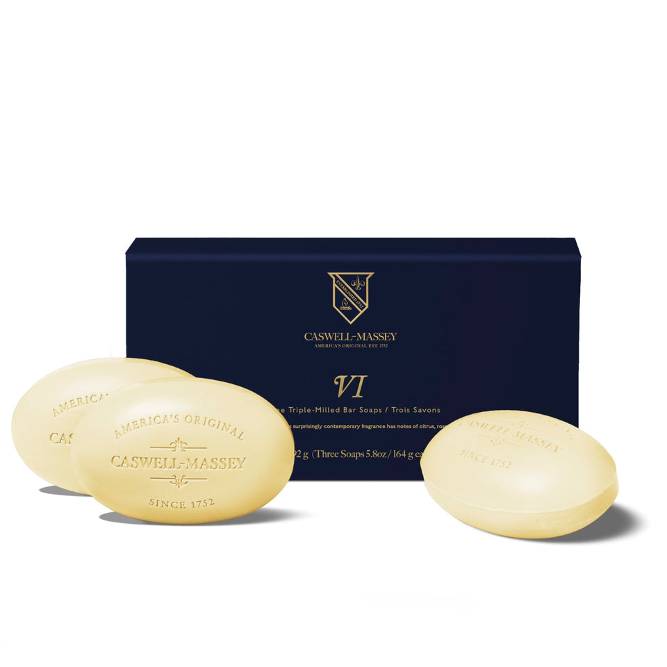 Caswell-Massey Number Six gift set packaging, elegantly presented for gifting.