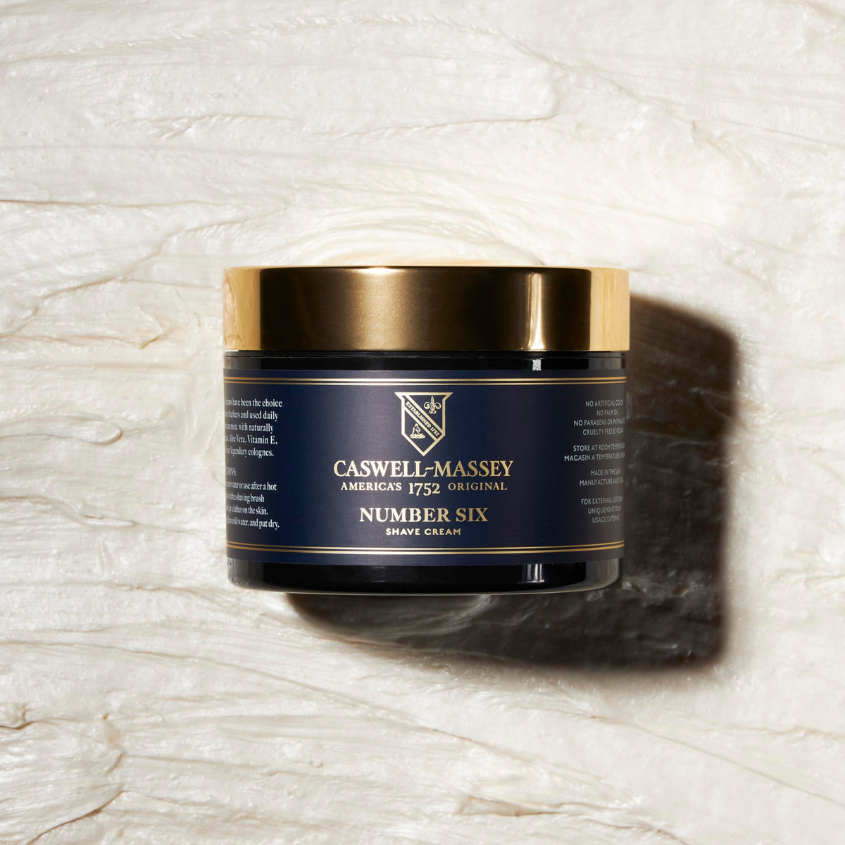 Historic packaging imagery communicates legacy and premium American skincare for men.
