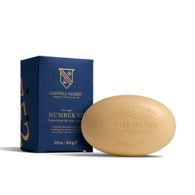 Caswell-Massey Number Six soap packaging shows premium gift-ready presentation.
