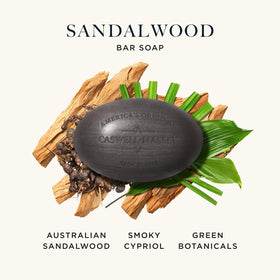 Caswell-Massey sandalwood bar soap lather during cleansing.