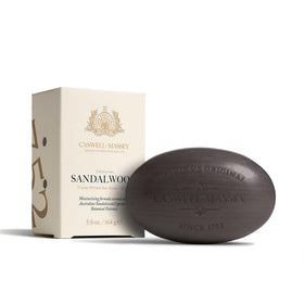 Caswell-Massey sandalwood bar soap packaging, gift-ready presentation.