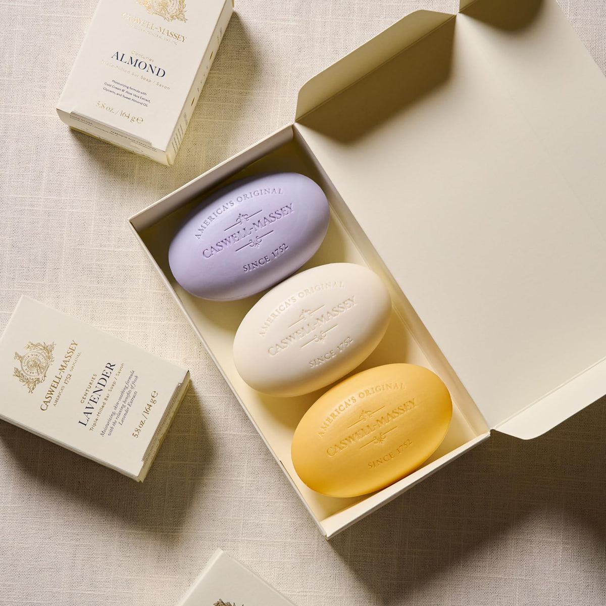 Caswell-Massey Verbena soap bar showcases refreshing scent for invigorating shower.