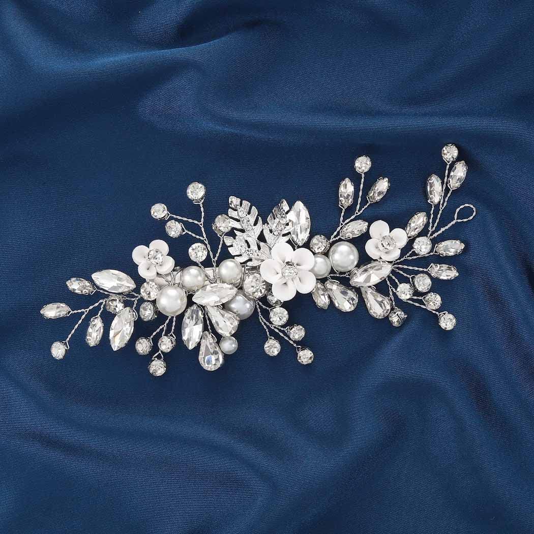 Catery bridal hair piece with crystals adds elegant sparkle to updos