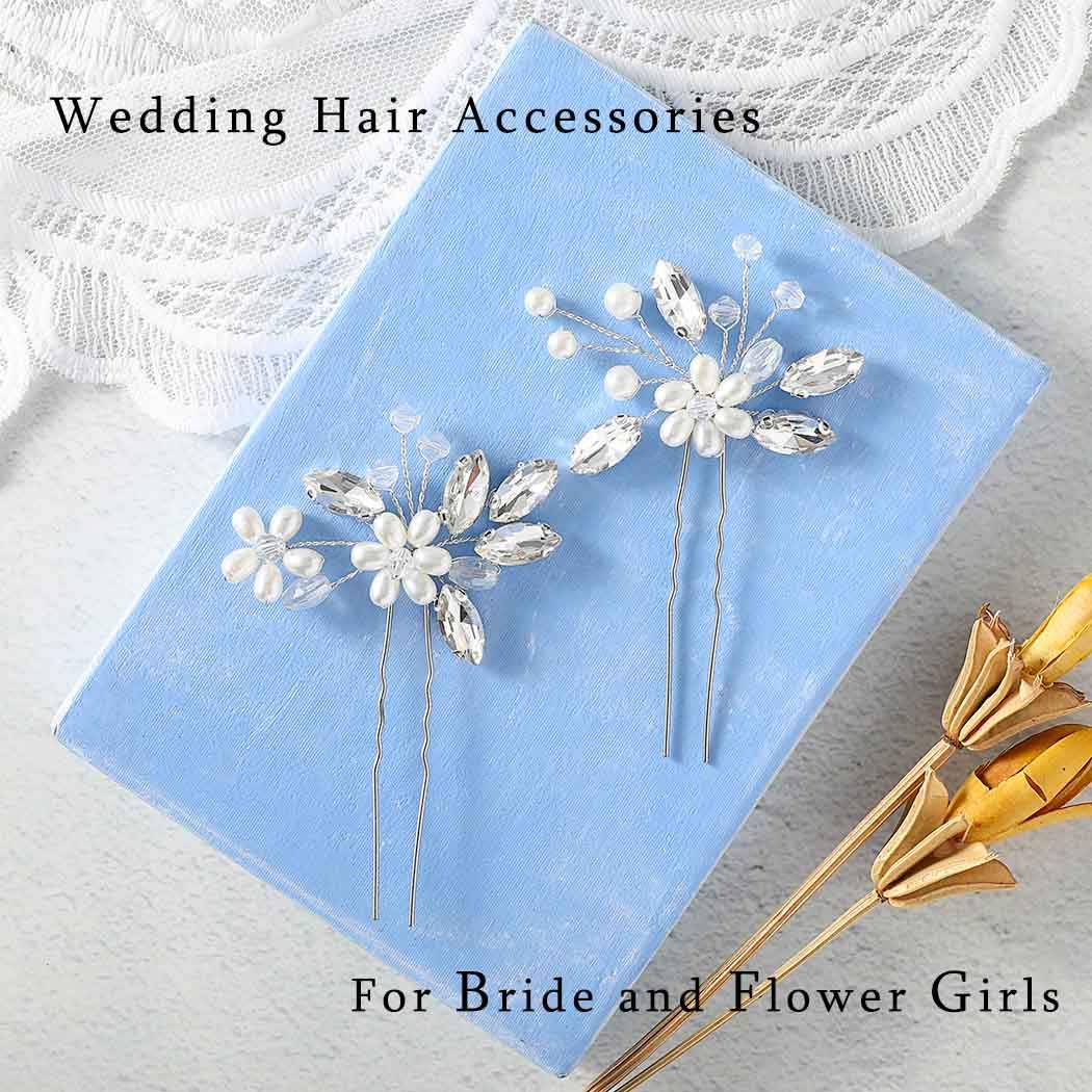 Catery silver hair pin featuring crystals for subtle sparkle.