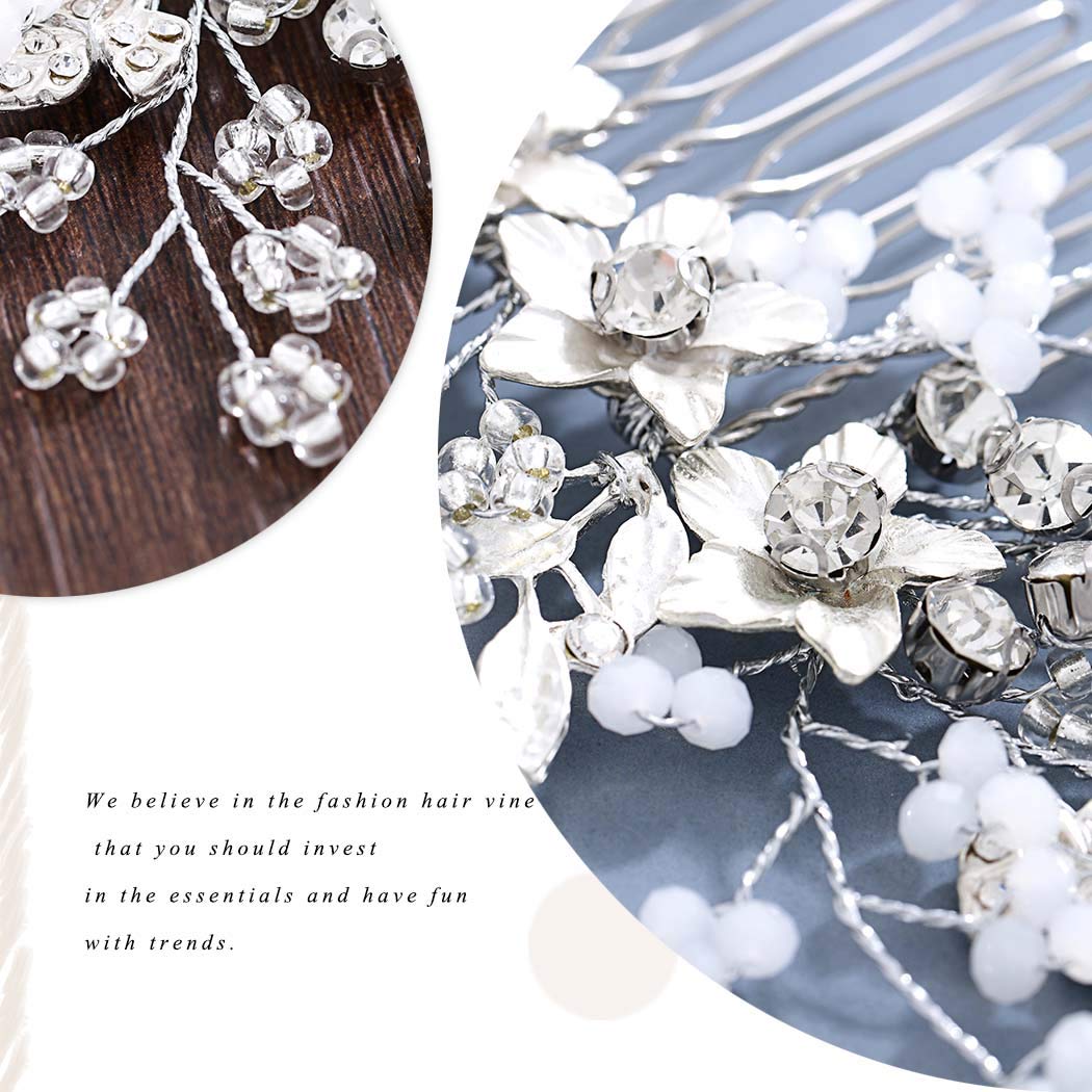 Catery flower hair clip with beads for refined detail.