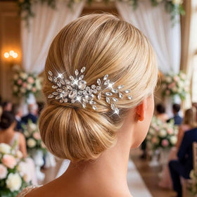 Catery mother-of-the-bride hair accessory in silver offers graceful fit