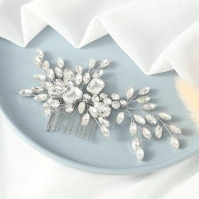 Catery rhinestone hair clip closeup in silver showcases dazzling detail