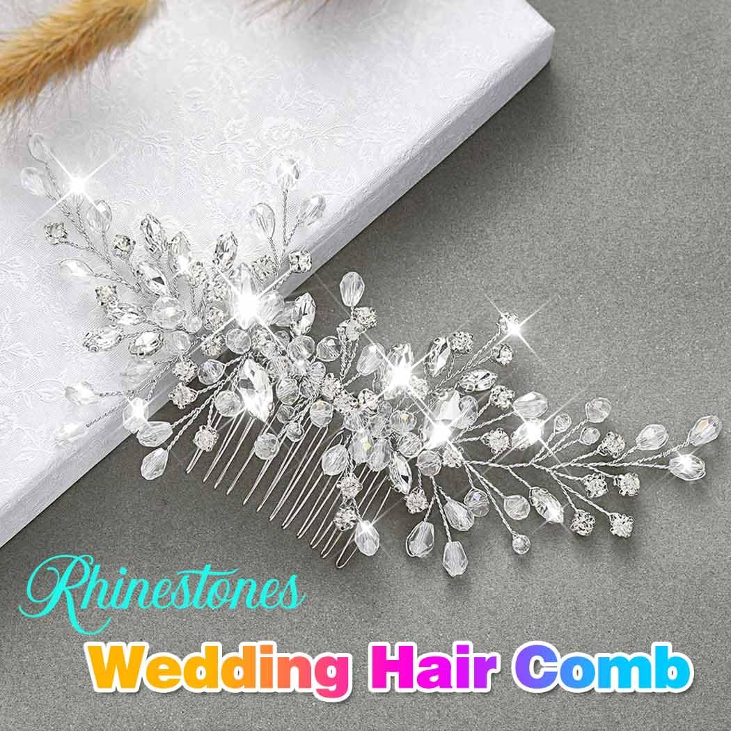 Close-up beads detail on Catery bridal comb for refined styling