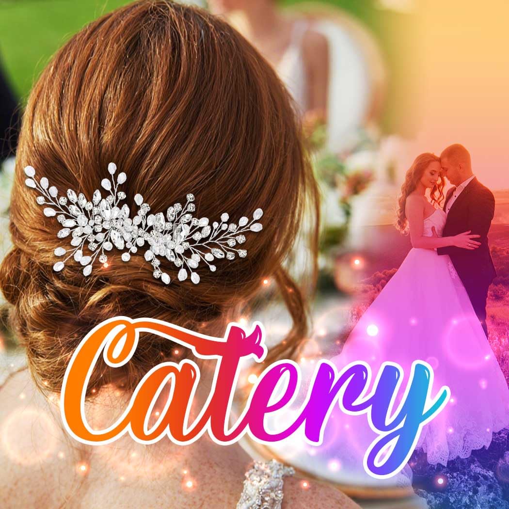 Catery bridal comb with beads shown for bridesmaid styling