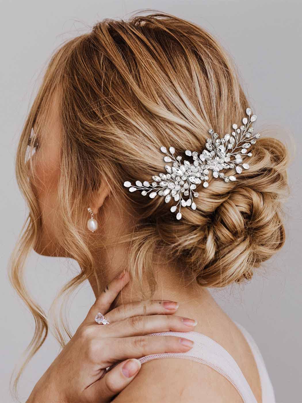 Elegant Catery rhinestone comb catches light for polished wedding looks