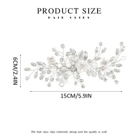 Catery silver leaf hair clip enhances the bridal hairstyle