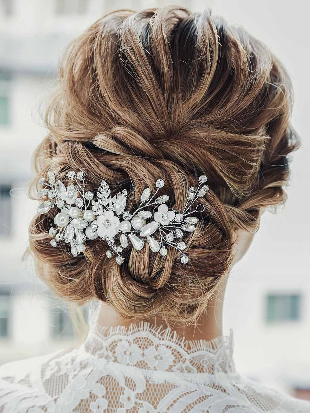Catery sparkling flower clip adds subtle shine to various hairstyles