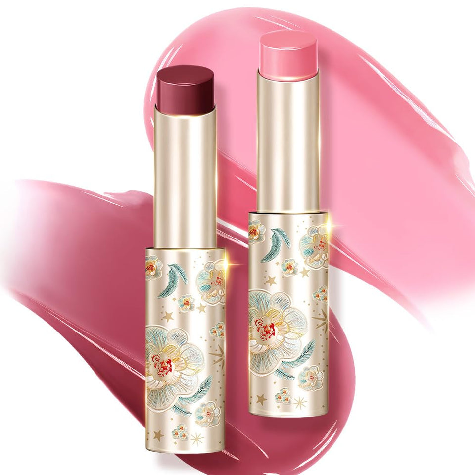 Catkin Glossy Lip Balm jar showing dewy finish and rich color