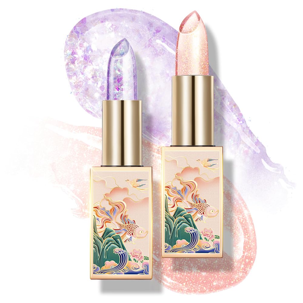 Catkin lip balm color-changing tube close-up showing adaptive glow on lips.