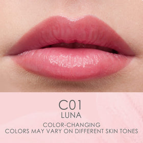 Catkin lip balm color-changing tint appears pink with natural shimmer.