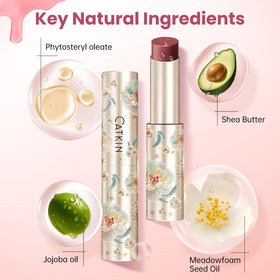 Catkin Lip Nourishing Oil close-up highlights nourishing lip skin.