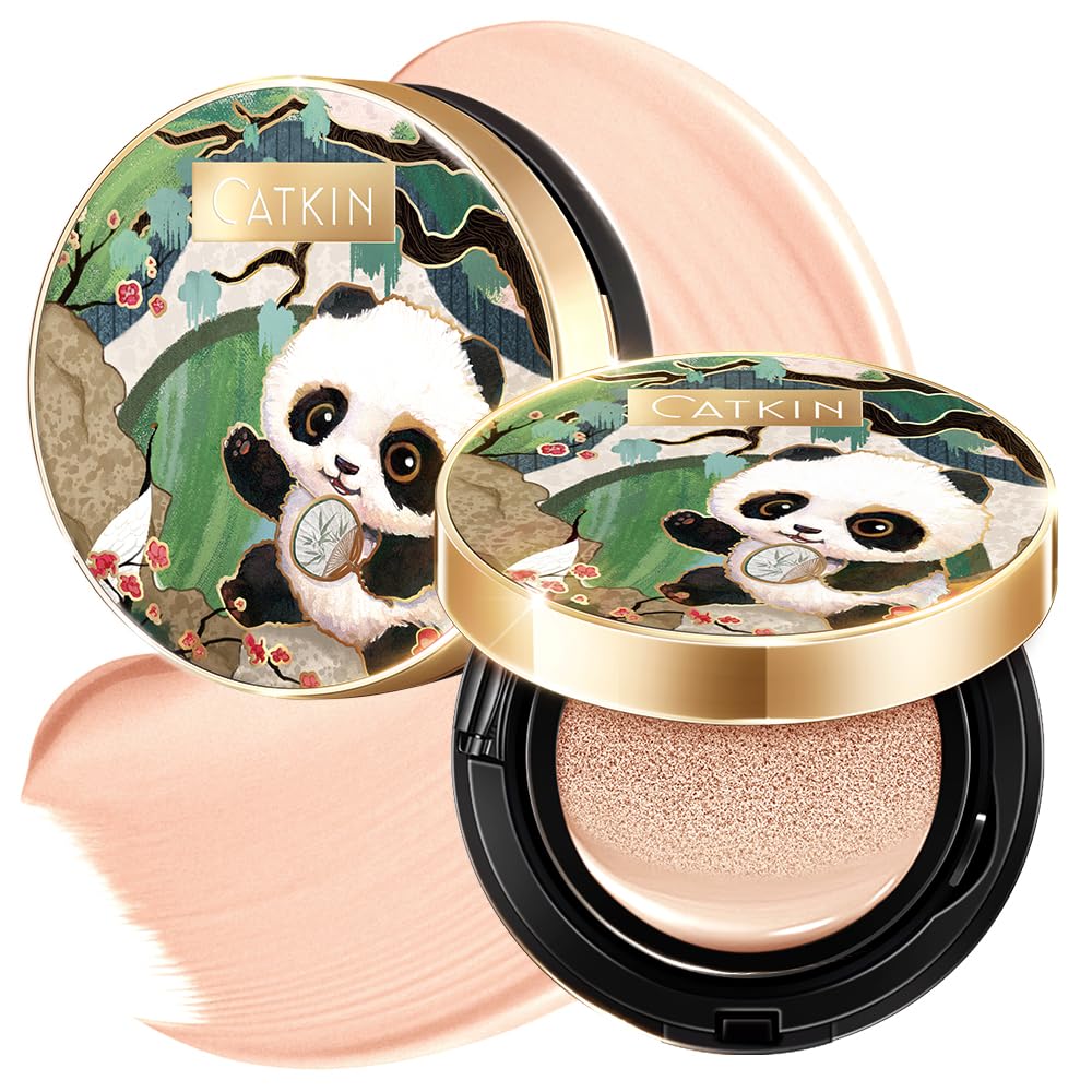 Catkin Panda Land cushion compact with panda design offers collectible appeal and smooth skin
