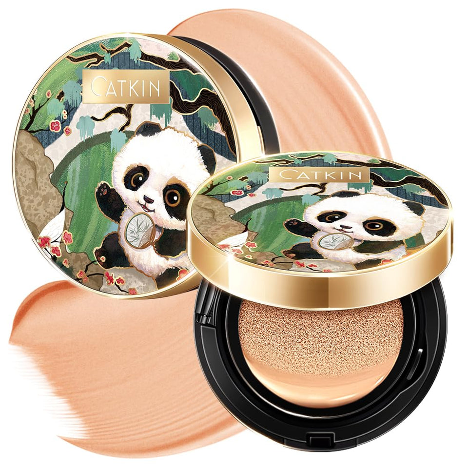 Catkin Panda Land cushion compact with panda carving design, ideal as a collectible gift.