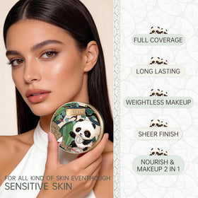 Catkin Panda Land cushion highlighting hydrating Hyaluronic acid infusion for comfort.
