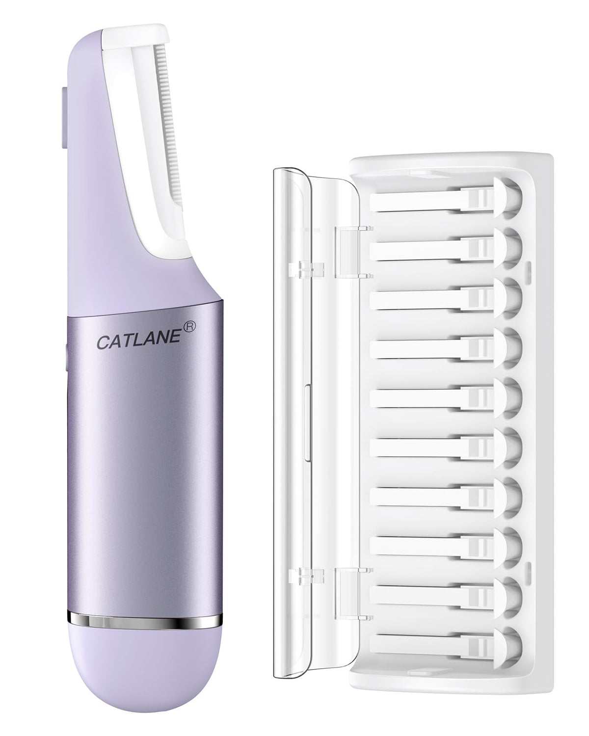 CatLane Dermaplane Razor close-up of facial blades for precise exfoliation.