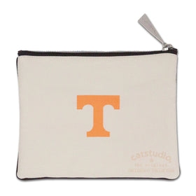 Catstudio Tennessee zip pouch closeup with woven artwork and zipper