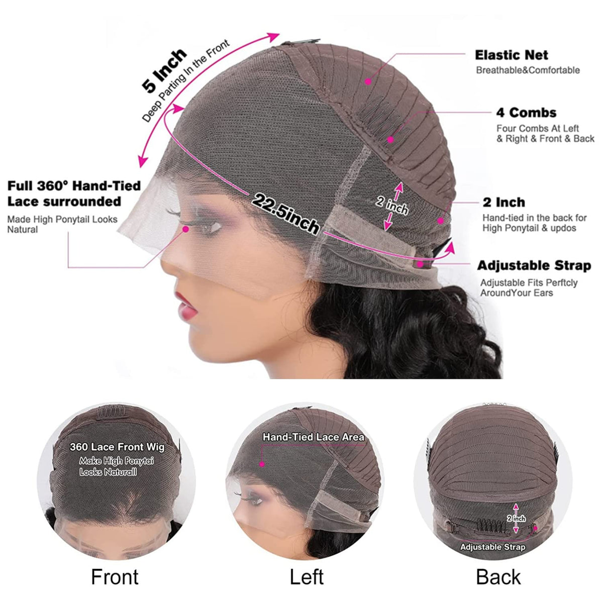 catti 360 lace close-up shows invisible knots for seamless look