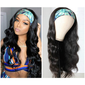 Catti body wave headband wig close-up showing natural texture for quick styling