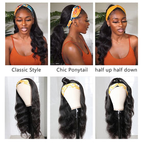 Catti headband wig side view demonstrates seamless blend with natural hair.
