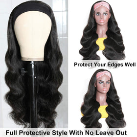 Catti headband wig top view reveals 150% density for full-bodied look.