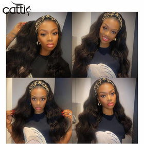 Catti packaging includes wig cap and headband for complete styling options