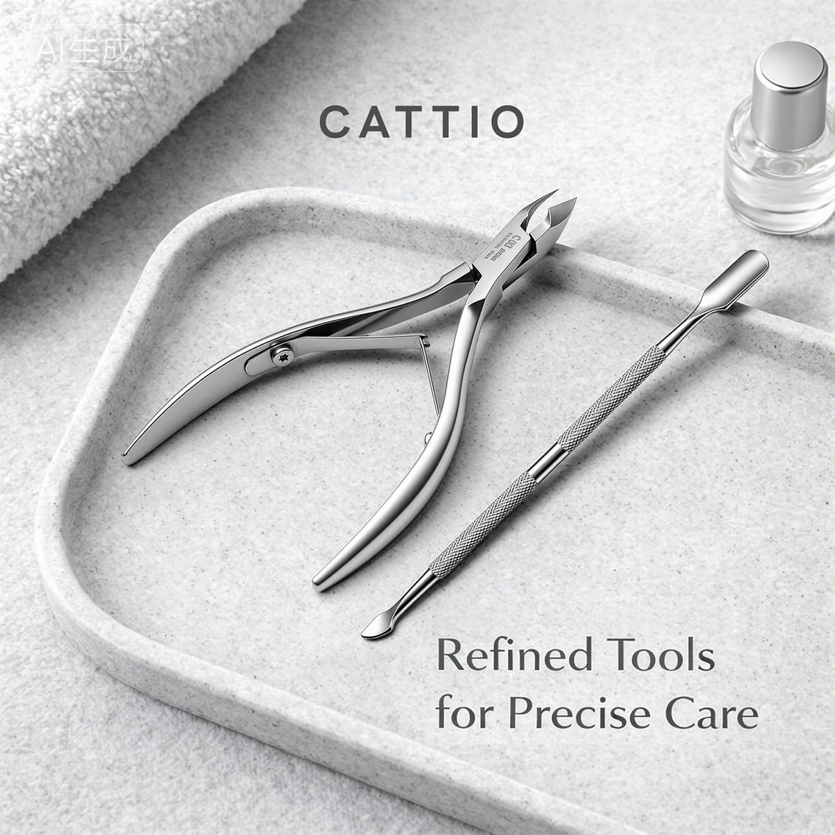 Cattio cuticle trimmer storage box keeps tools clean and organized.