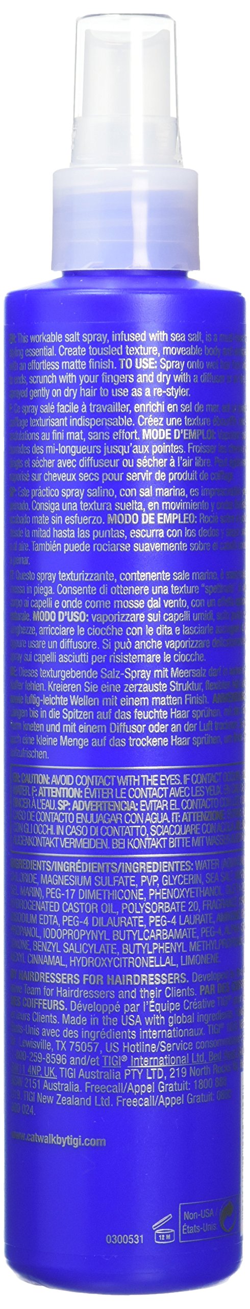 CATWALK by TIGI Texturising Salt Spray applied to damp hair for textured waves and movable body.